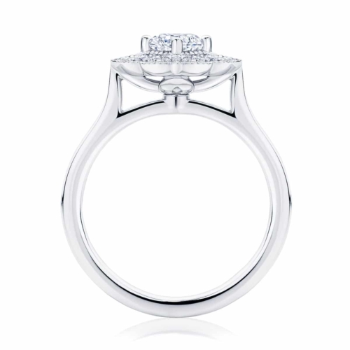 Round Halo Engagement Ring White Gold | Arabesque