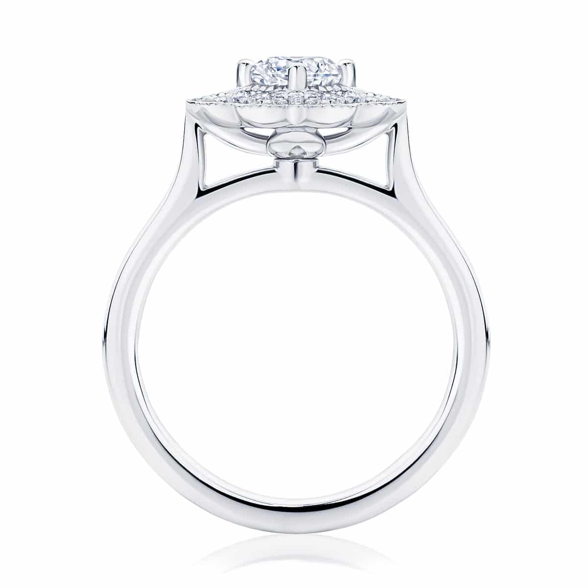 Round Halo Engagement Ring White Gold | Arabesque