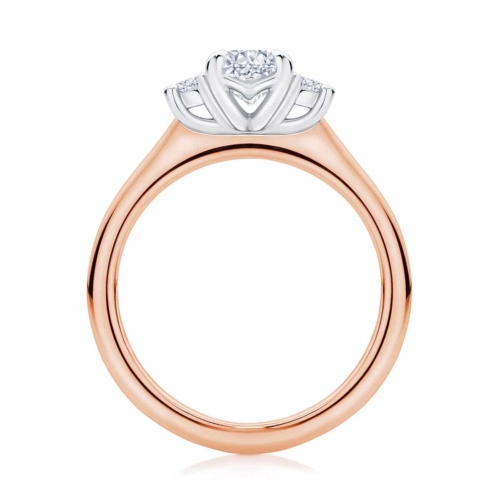 Oval Three Stone Engagement Ring Rose Gold | Arcadia
