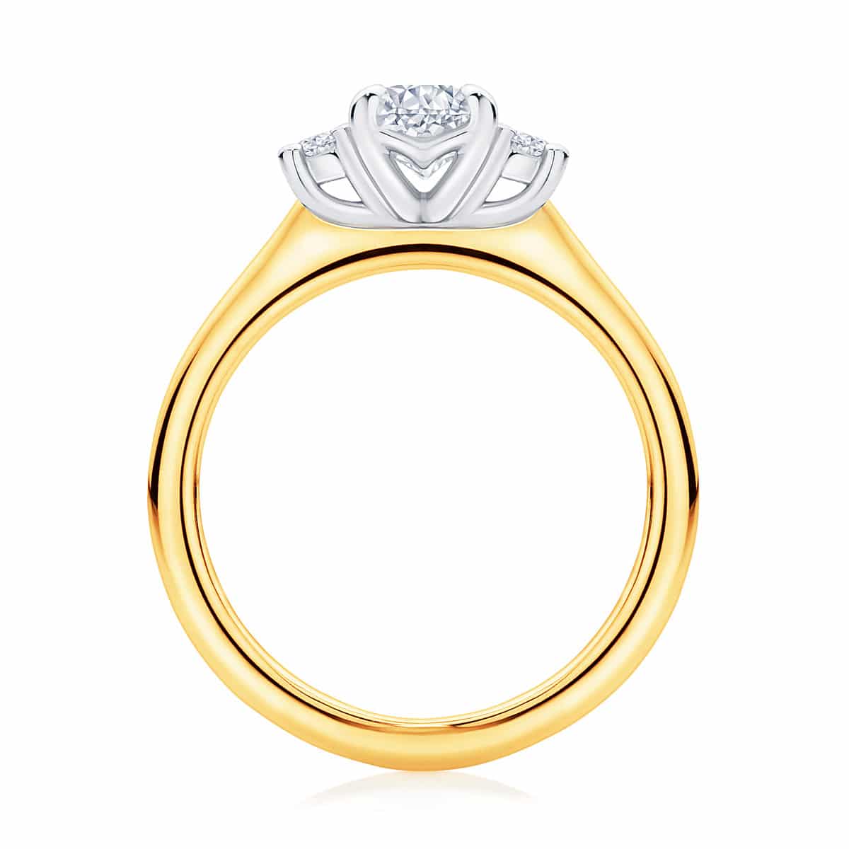 Oval Three Stone Engagement Ring Yellow Gold | Arcadia