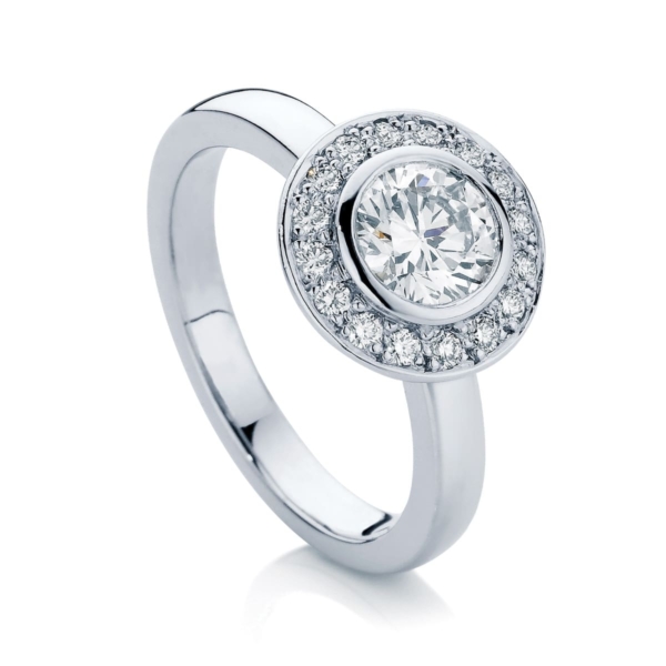Round Halo Engagement Ring White Gold | Aria