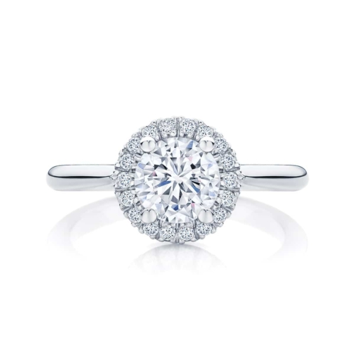 Round Halo Engagement Ring Platinum | Ariel (Plain Band)