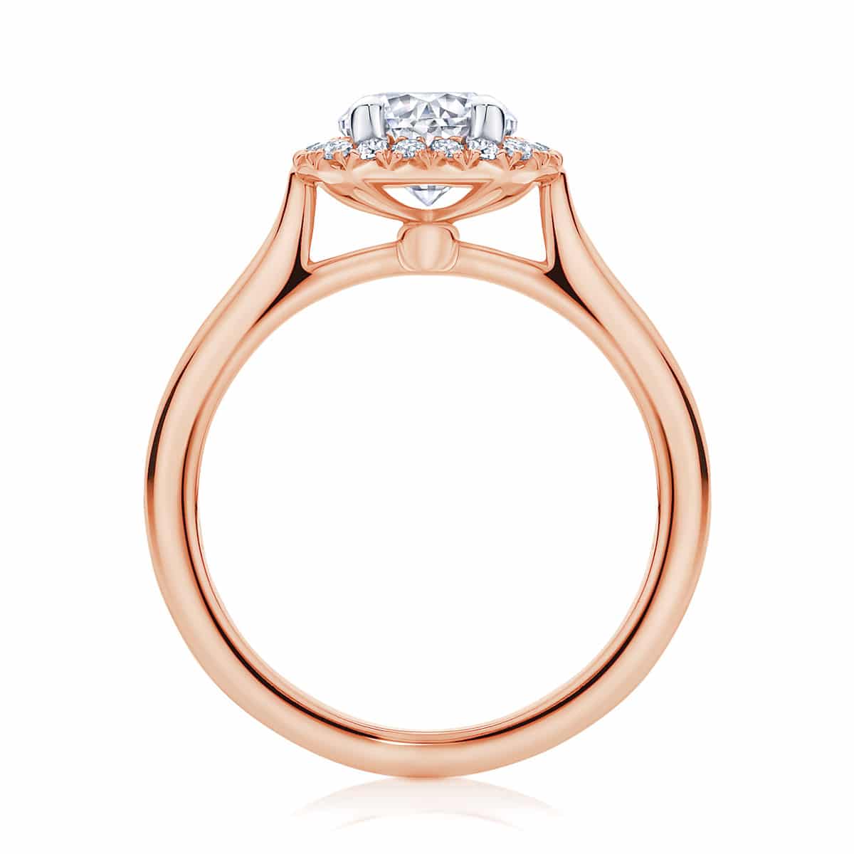 Round Halo Engagement Ring Rose Gold | Ariel (Plain Band)