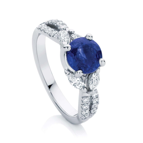 Round Side Stones Engagement Ring Platinum | Athena