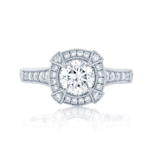 Round Engraved Engagement Ring Platinum | Atlantis