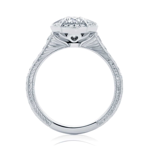 Round Engraved Engagement Ring Platinum | Atlantis