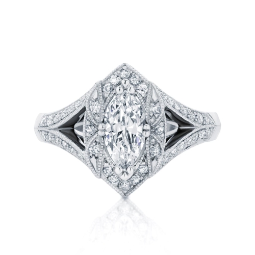 Marquise Halo Engagement Ring White Gold | Aura