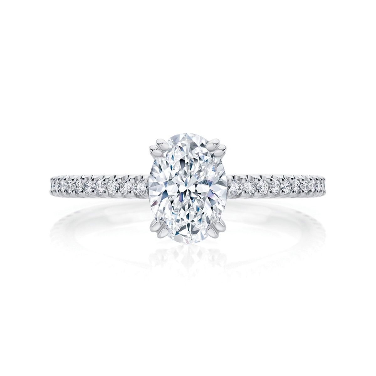 Scalloped & Milgrain-Beaded Oval Halo Engagement Ring | R1128P-SR | Valina Engagement  Rings