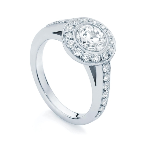 Round Halo Engagement Ring White Gold | Aurora