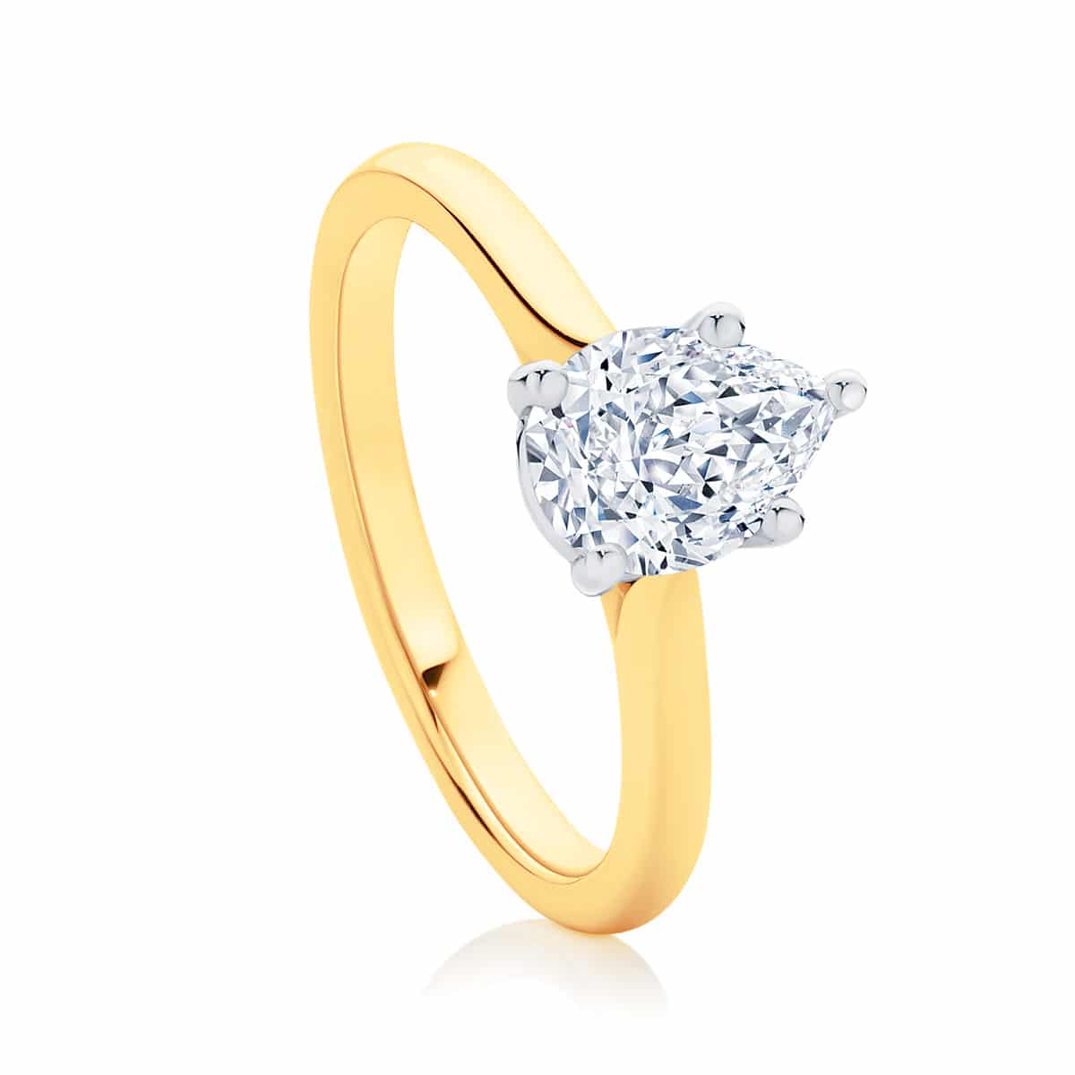 Pear Solitaire Engagement Ring Yellow Gold | Ballerina (Pear)