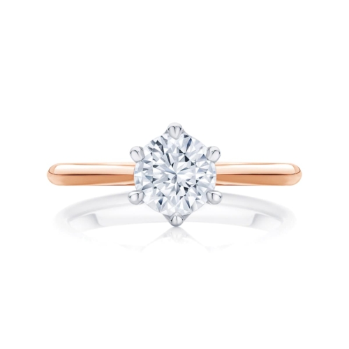 Round diamond engagement ring rose gold solitaire