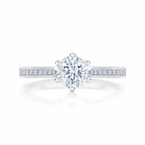 Round Side Stones Engagement Ring Platinum | Ballerina (with side stones)