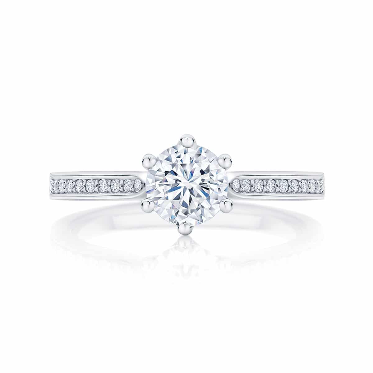 Round Side Stones Engagement Ring Platinum | Ballerina (with side stones)