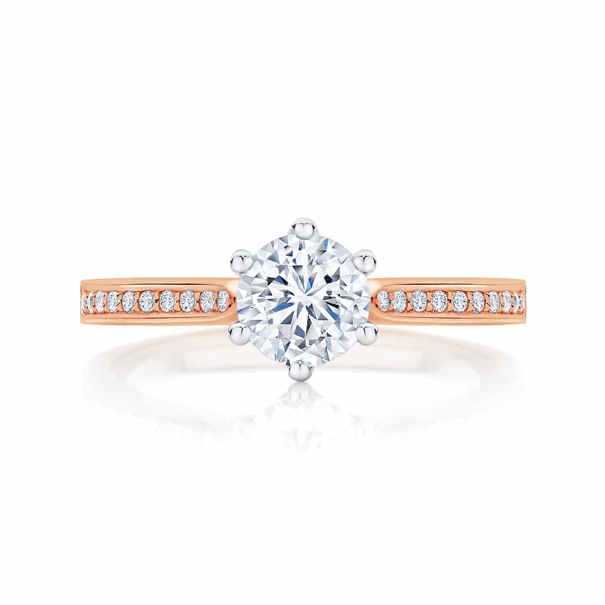 Round Side Stones Engagement Ring Rose Gold | Ballerina (with side stones)