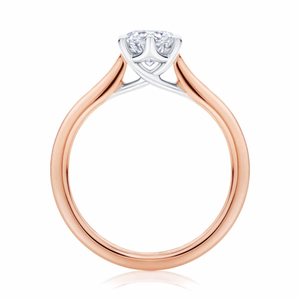 Round Side Stones Engagement Ring Rose Gold | Ballerina (with side stones)