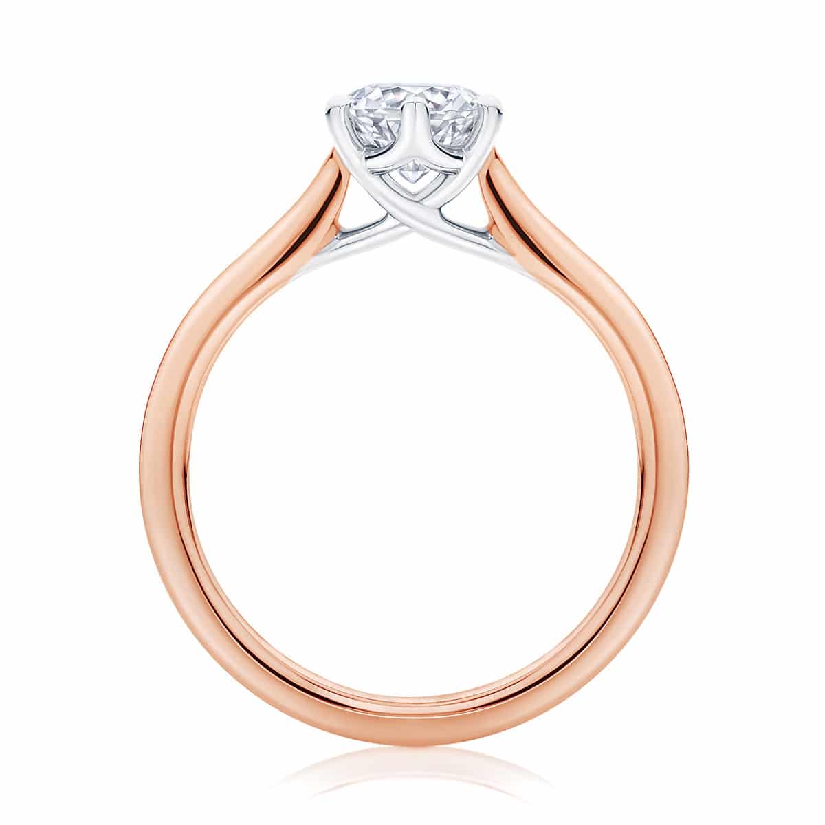 Round Side Stones Engagement Ring Rose Gold | Ballerina (with side stones)