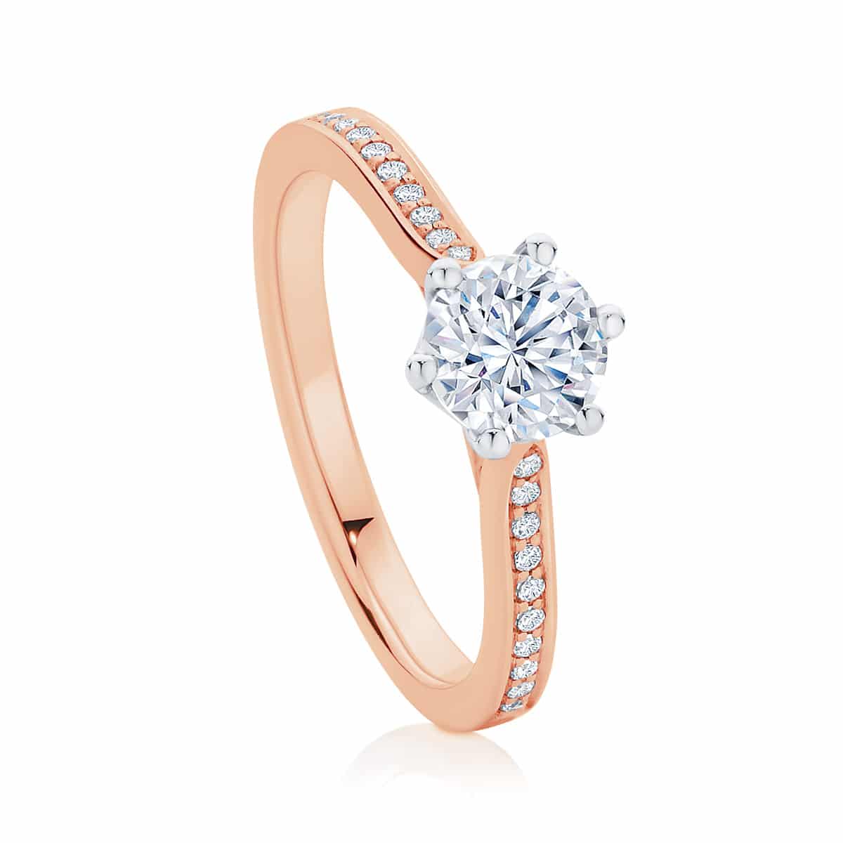 Round Side Stones Engagement Ring Rose Gold | Ballerina (with side stones)