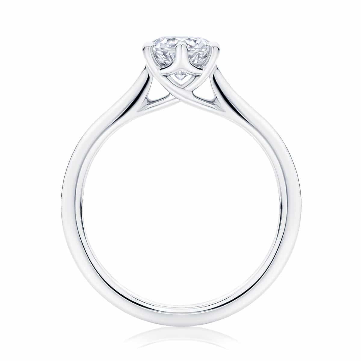 Round Side Stones Engagement Ring White Gold | Ballerina (with side stones)