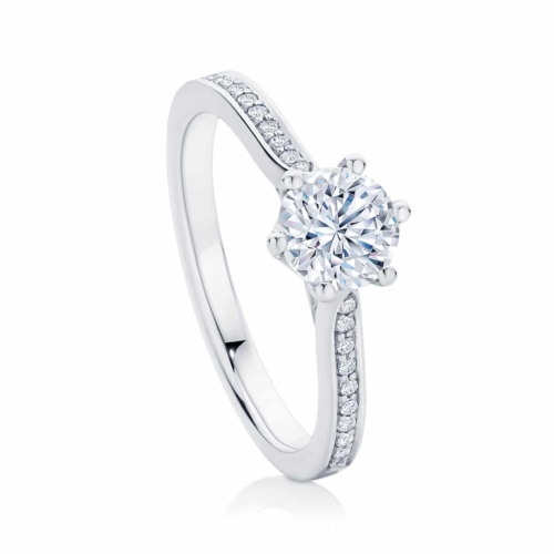 Round Side Stones Engagement Ring White Gold | Ballerina (with side stones)