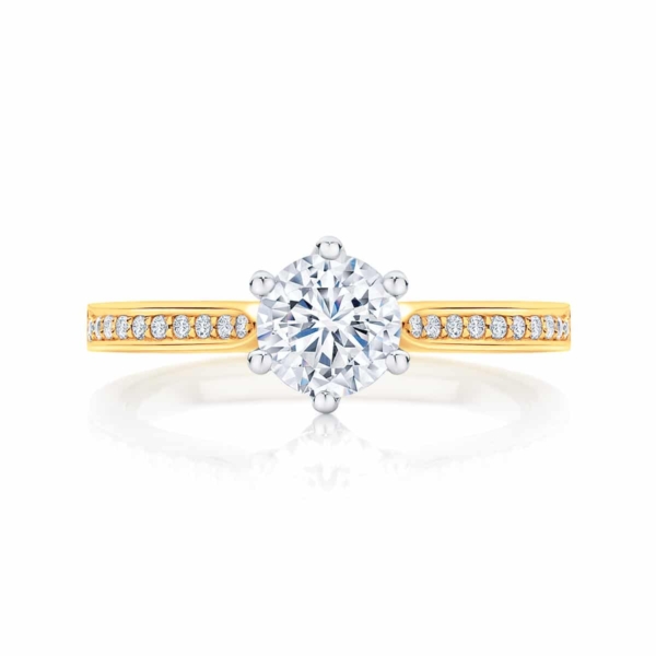 Round Side Stones Engagement Ring Yellow Gold | Ballerina (with side stones)