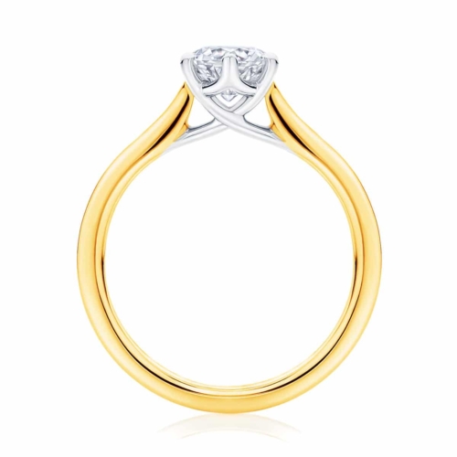 Round Side Stones Engagement Ring Yellow Gold | Ballerina (with side stones)