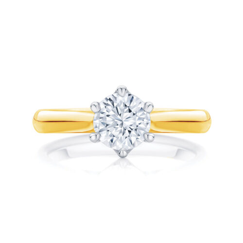 Round Solitaire Engagement Ring Yellow Gold | Ballerina