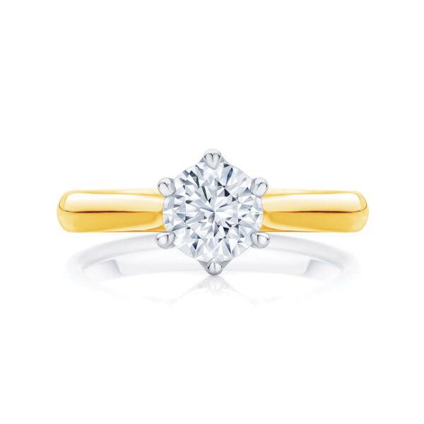 Round Solitaire Engagement Ring Yellow Gold | Ballerina