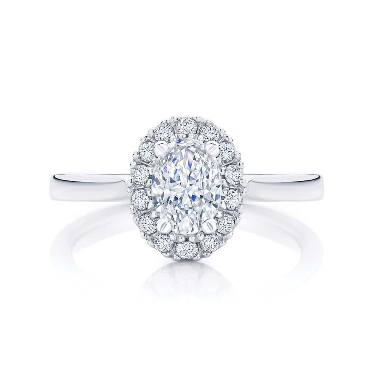 Oval Halo Engagement Ring Platinum | Bloom