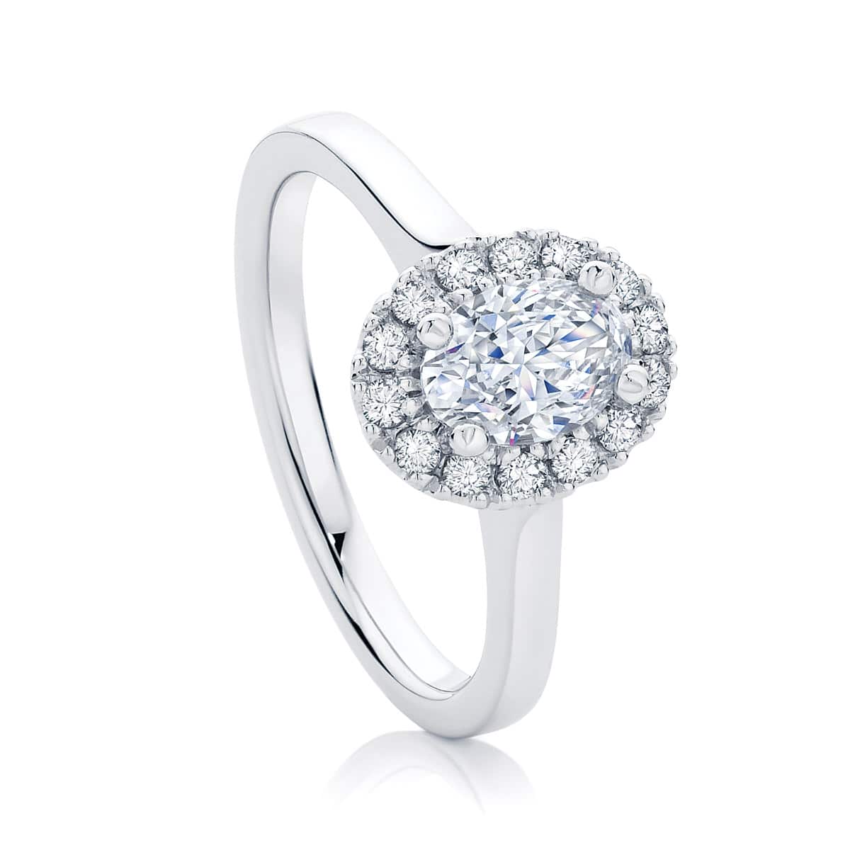 Oval Halo Engagement Ring Platinum | Bloom