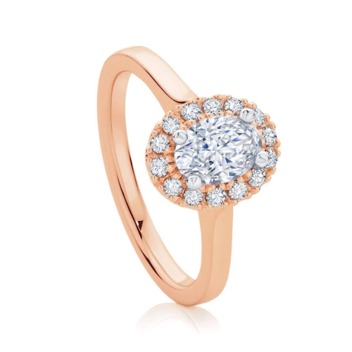 Oval Halo Engagement Ring Rose Gold | Bloom