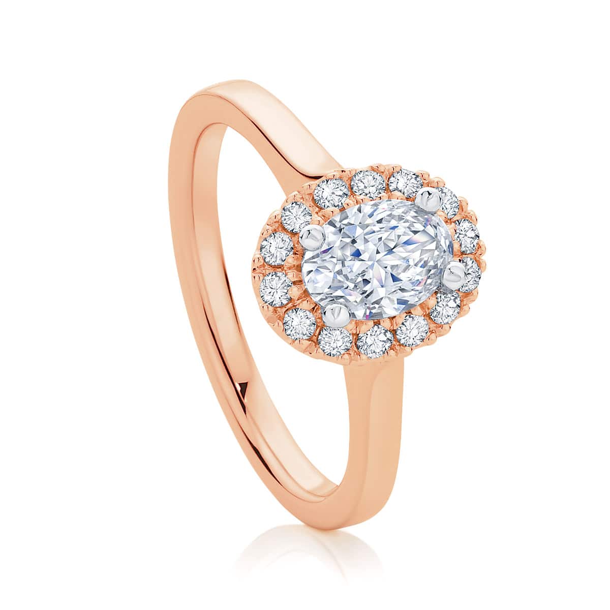 Oval Halo Engagement Ring Rose Gold | Bloom