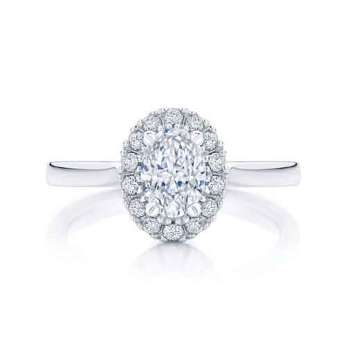 Oval Halo Engagement Ring White Gold | Bloom
