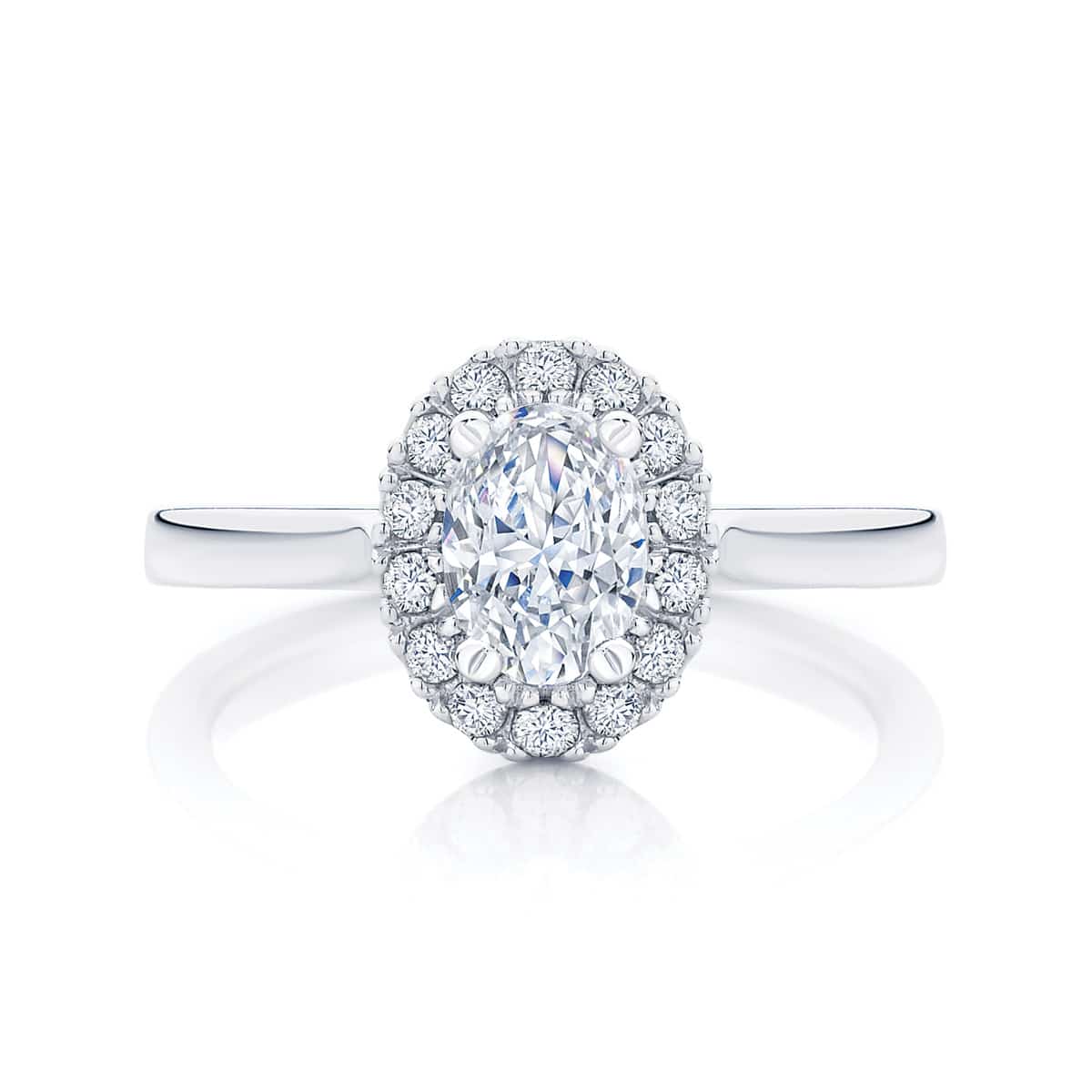 Oval Halo Engagement Ring White Gold | Bloom
