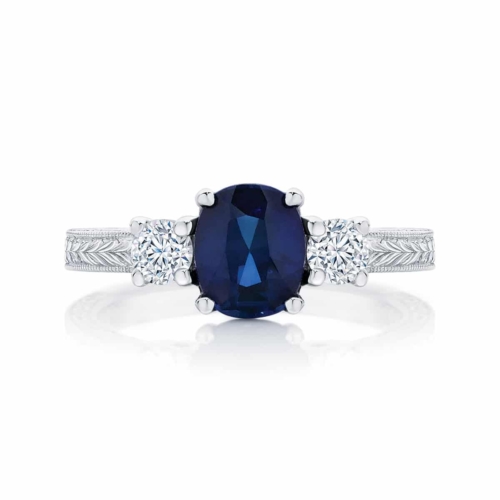 Cushion Engraved Engagement Ring Platinum | Bluebell (Engraved)