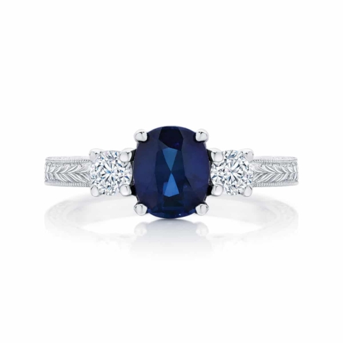 Cushion Engraved Engagement Ring White Gold | Bluebell (Engraved)