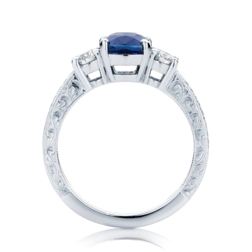 Cushion Engraved Engagement Ring White Gold | Bluebell (Engraved)