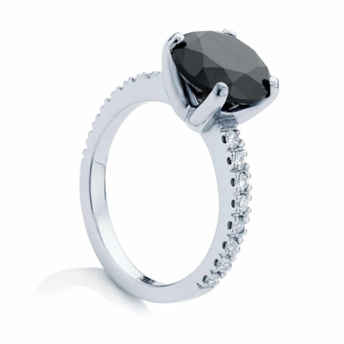 Round Side Stones Engagement Ring White Gold | Calypso