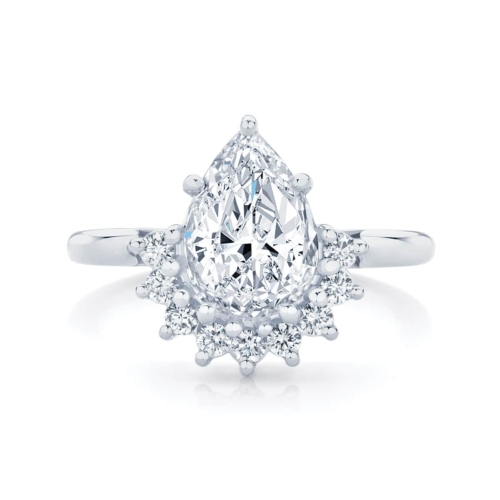 Pear Halo Engagement Ring White Gold | Celestial