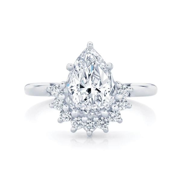 Pear Halo Engagement Ring White Gold | Celestial