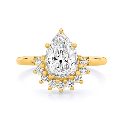 Pear Halo Engagement Ring Yellow Gold | Celestial