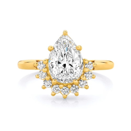 Pear Halo Engagement Ring Yellow Gold | Celestial