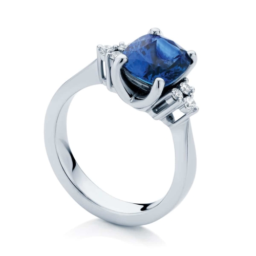 Sapphire Engagement Ring with Diamond Clusters | Cobalt