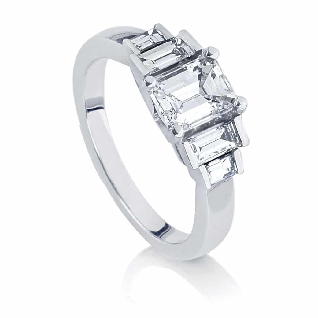 Emerald Baguette Engagement Ring Platinum | Deco