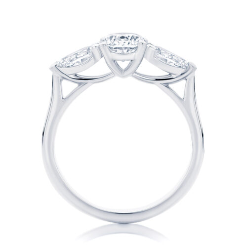 Oval Three Stone Engagement Ring Platinum | Delta Trio