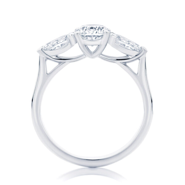 Oval Three Stone Engagement Ring Platinum | Delta Trio