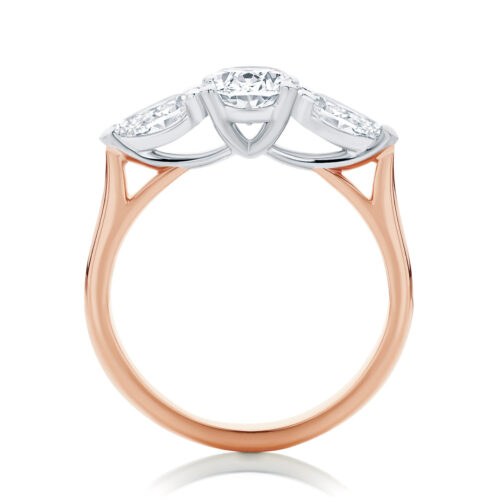 Oval Three Stone Engagement Ring Rose Gold | Delta Trio