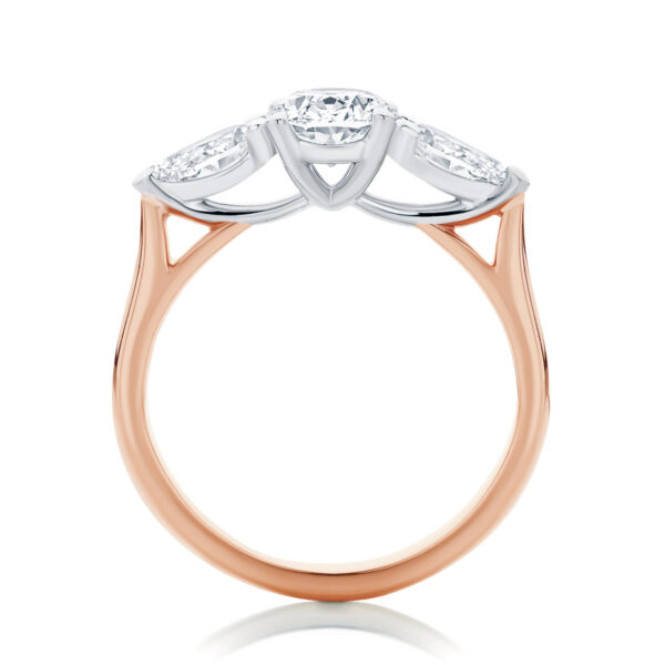 Oval Three Stone Engagement Ring Rose Gold | Delta Trio