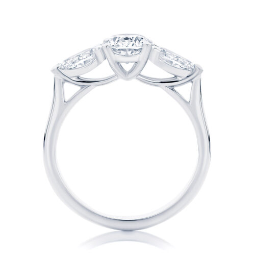 Oval Three Stone Engagement Ring White Gold | Delta Trio