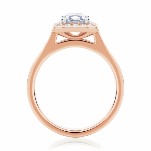 Emerald Halo Engagement Ring Rose Gold | Emerald Serenity