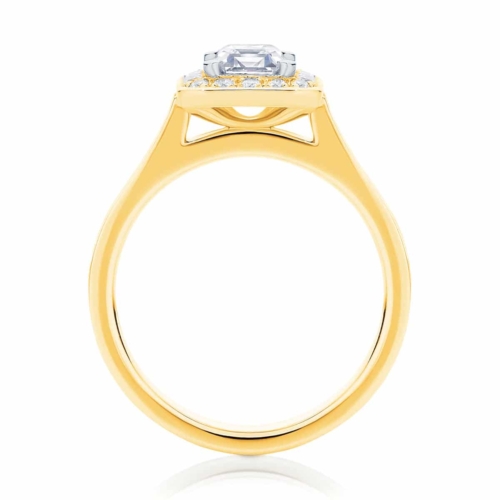 Emerald Halo Engagement Ring Yellow Gold | Emerald Serenity
